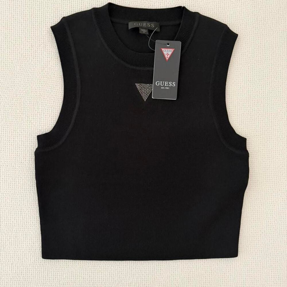 Guess black cropped sweater vest, NEW, Small
